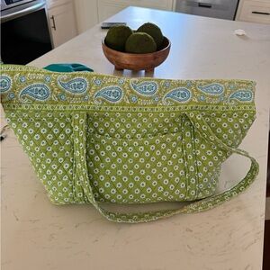 Green Paisley Quilted Tote Bag Vera Bradley